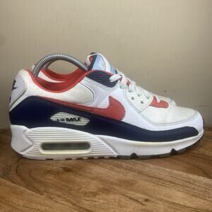 Nike Air Max 90 USA Denim Mens White Blue Red Size 8.5 Shoes DJ5170-100